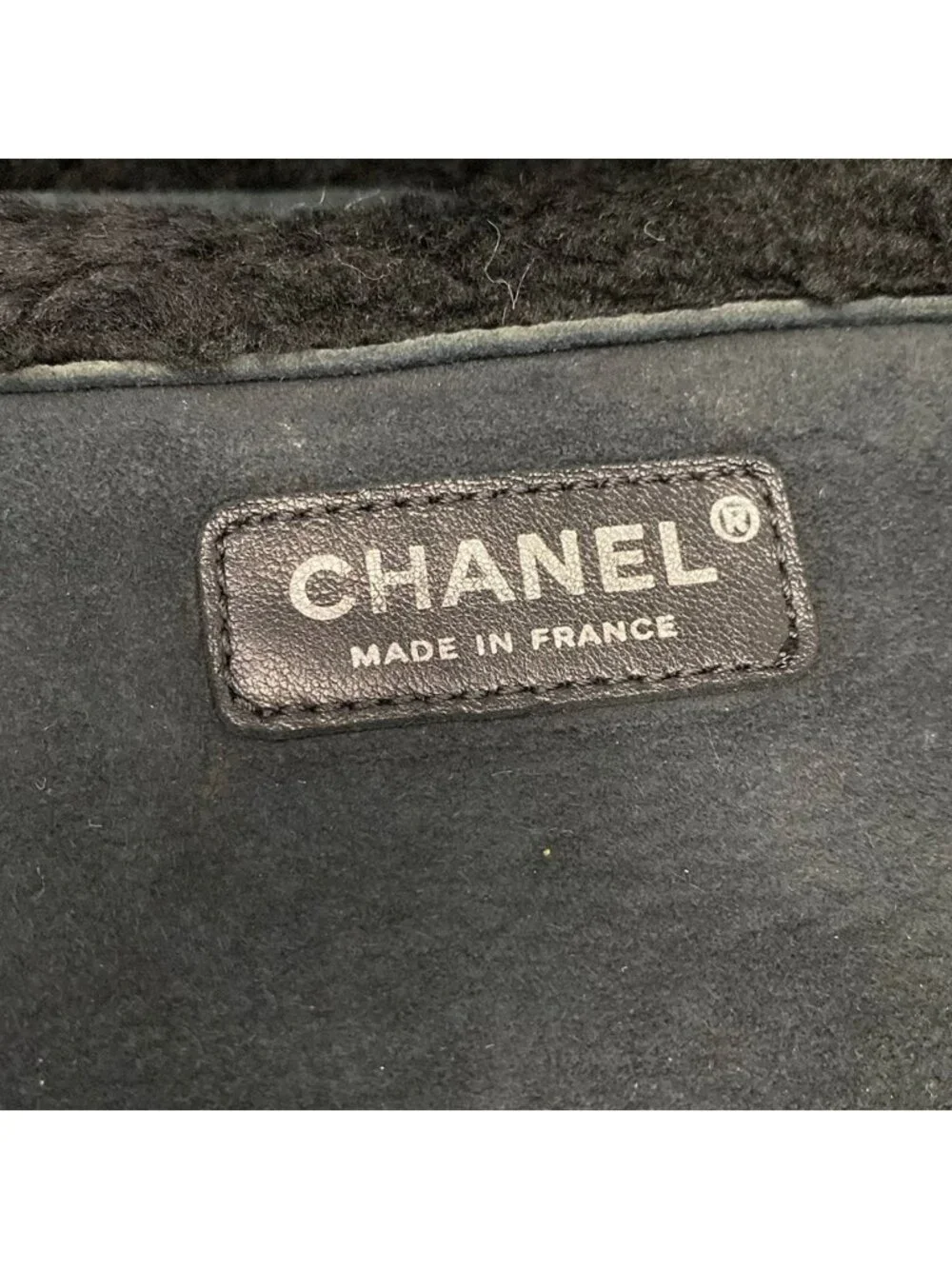 Chanel Shoulder Bag 2.55 Quilted Black Chain Silver Shearling